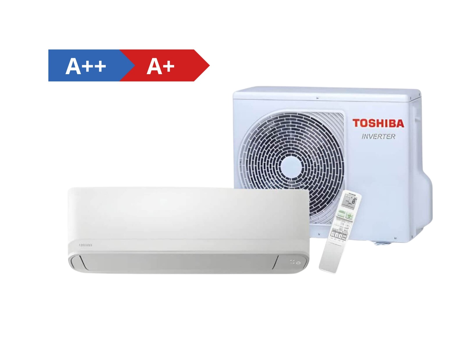 Toshiba Seiya New Klimatizace Toshiba Seiya new s venkovní jednotkou, vnitřní jednotkou klimatizace a ovladačem