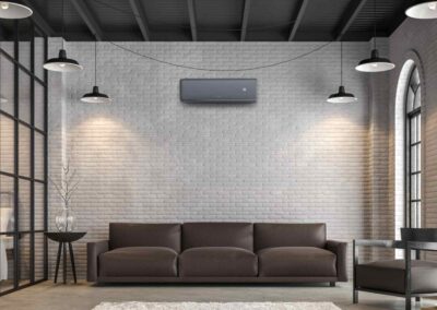 AUX Q SMART premium šedé barvy v obývacím pokoji