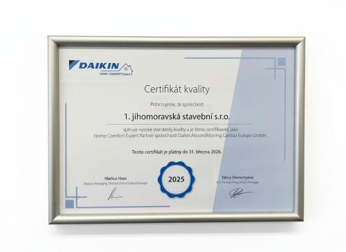 Certifikát kvality Daikin